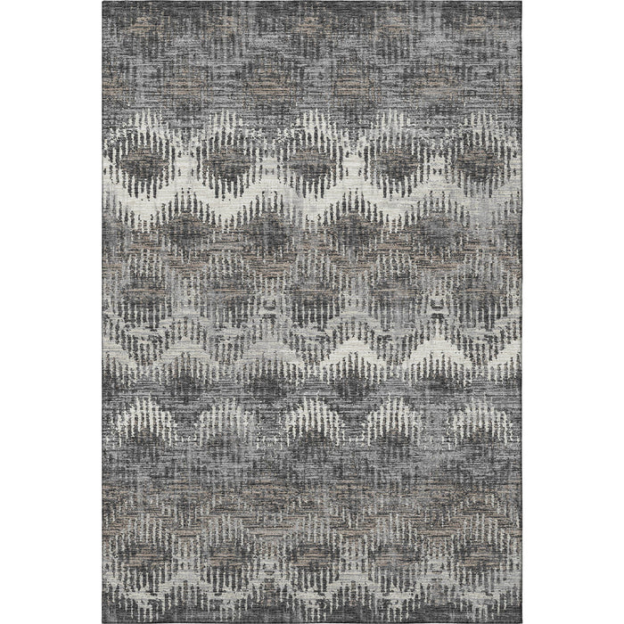 9' X 12' Abstract Washable Area Rug With UV Protection - Graphite