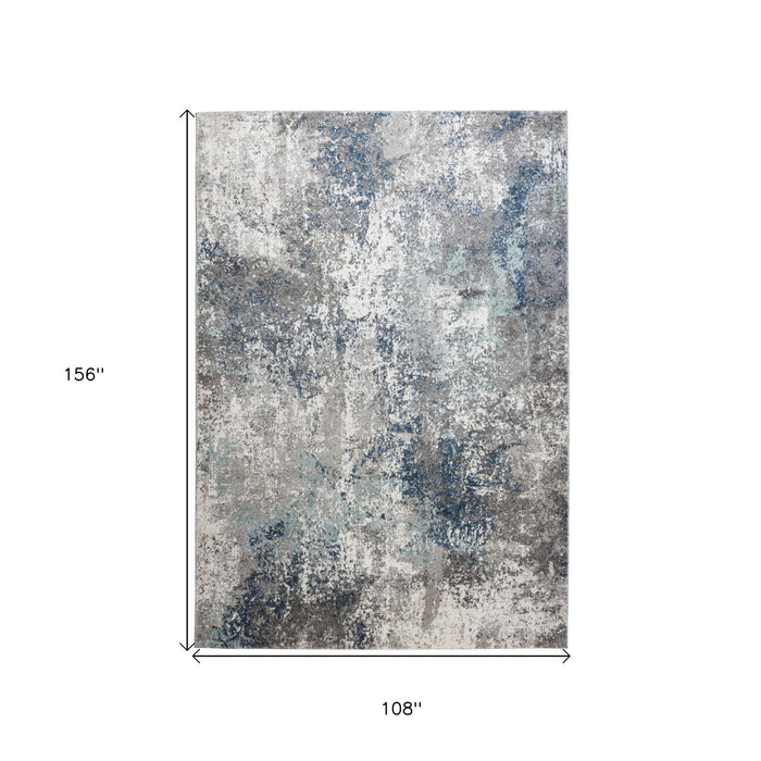 9' x 13' Abstract Power Loom Area Rug - Ivory Blue And Gray