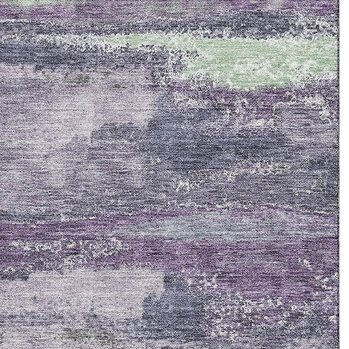 10' X 14' Abstract Washable Area Rug With UV Protection (675048) - Purple / Ivory