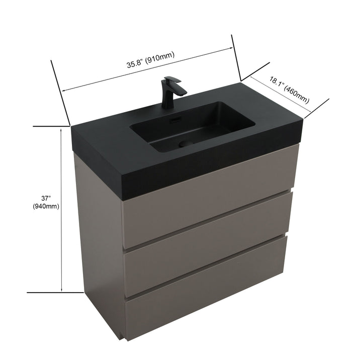 Giga Alice bathroom vanity with large storage, freestanding design, one-piece sink basin, without drain or faucet, ideal for modern bathrooms.