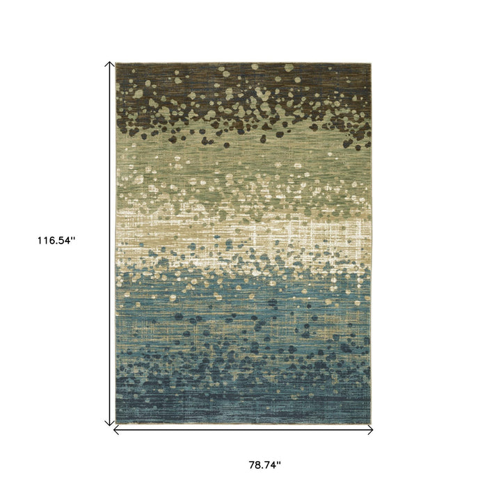 7' X 10' Abstract Area Rug - Blue And Brown