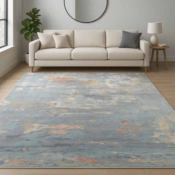8' X 10' Wool Abstract Hand Knotted Area Rug - Blue
