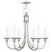 HomeRoots 23-inch nickel six-light metal chandelier with shades, featuring a modern design and dimmable lighting for elegant home decor.
