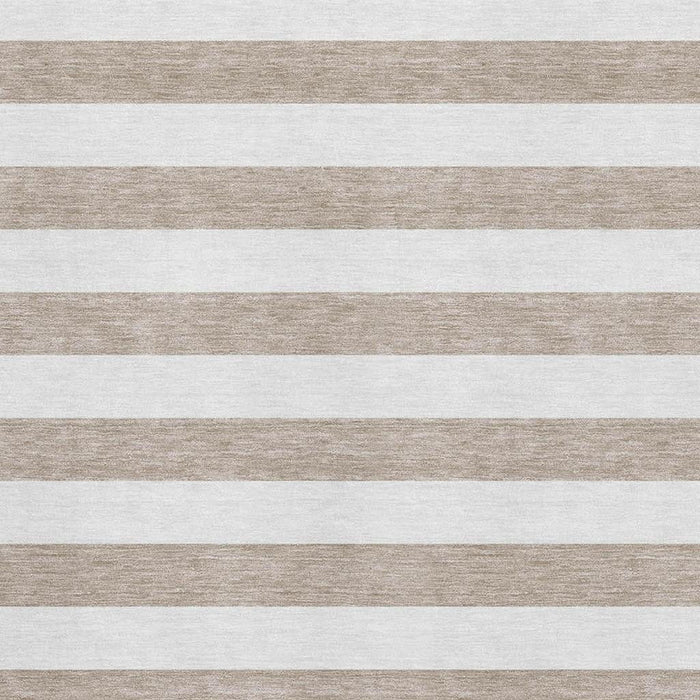 9' X 12' Striped Washable Area Rug With UV Protection (647667) - Taupe / Ivory