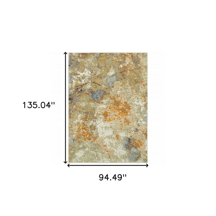 8' x 11' Power Loom Area Rug - Gold And Ivory