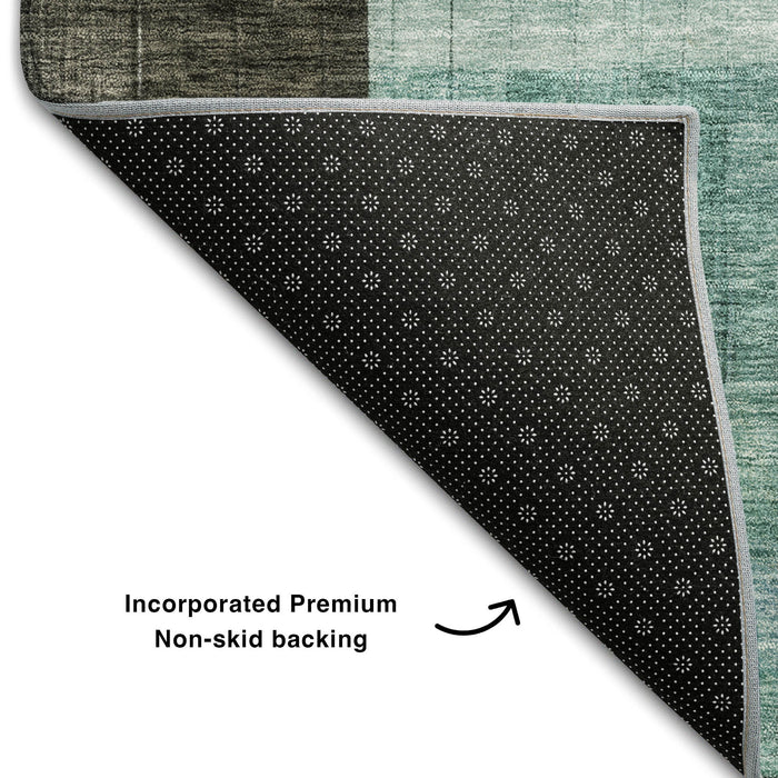 10' X 14' Abstract Geometric Washable Area Rug With UV Protection (685252) - Brown / Blue / Green