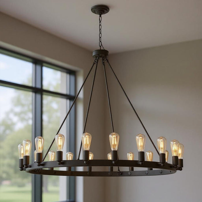 Candle Style Multi Light Metal Dimmable Chandelier - Bronze