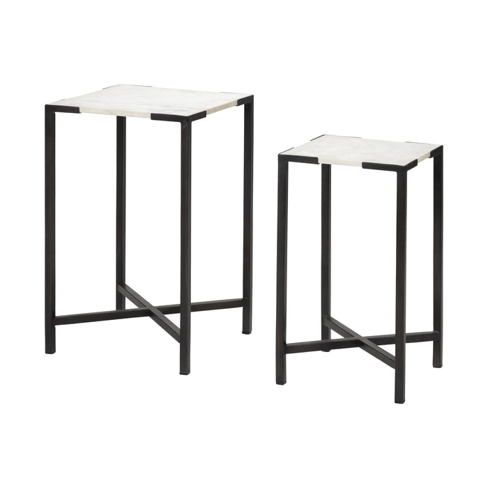 24" Marble End Table - Black