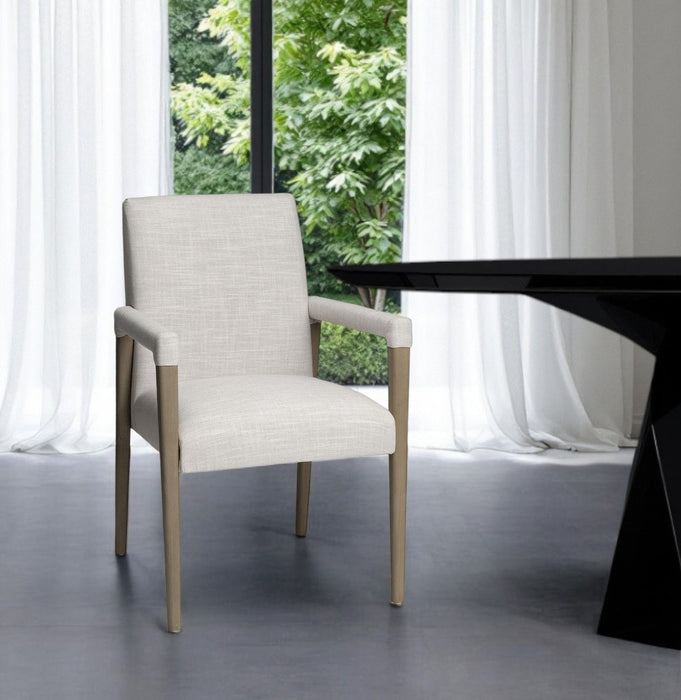 Upholstered Fabric King Louis Back Dining Arm Chair - Cream