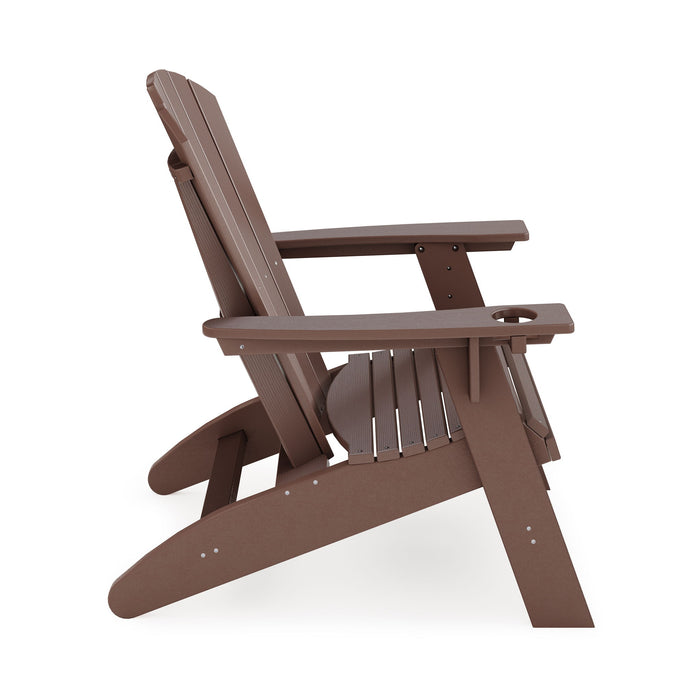 Giga Adirondack arm chair made of durable HDPE poly lumber, perfect for poolside, patio, or garden relaxation.