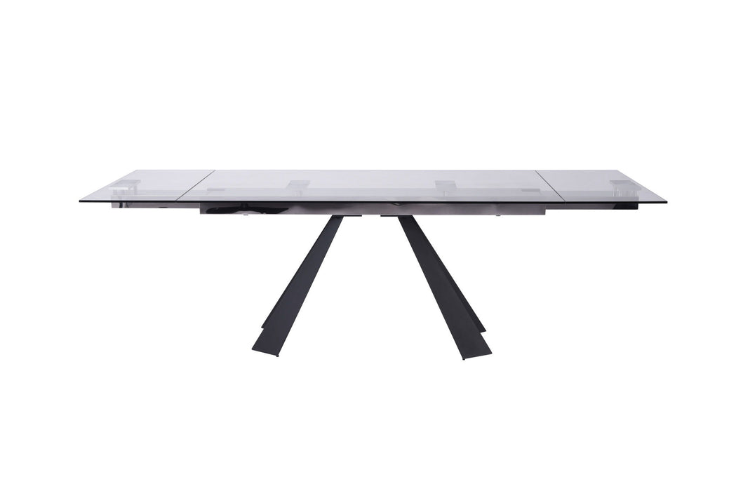 63" Glass And Metal Drop Leaf Pedestal Base Dining Table - Black