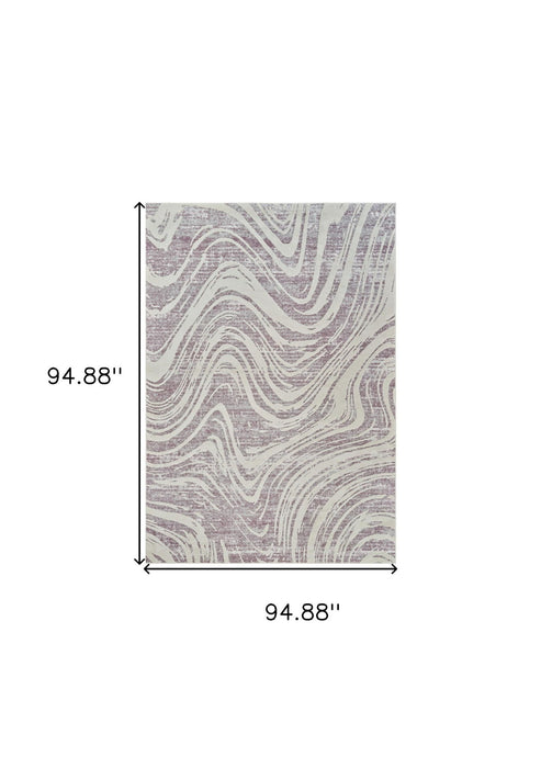 8' x 11' Abstract Distressed Area Rug - Beige And Purple