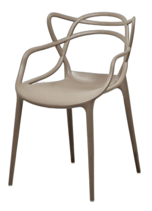 Heavy Duty Plastic Open Back Dining Arm Chairs (Set of 4) - Gray