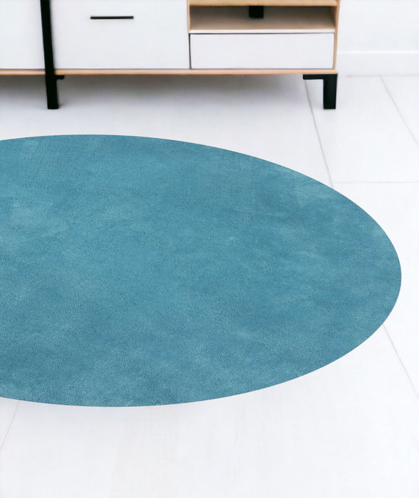 8' Round Polyester Area Rug - Highlighter Blue
