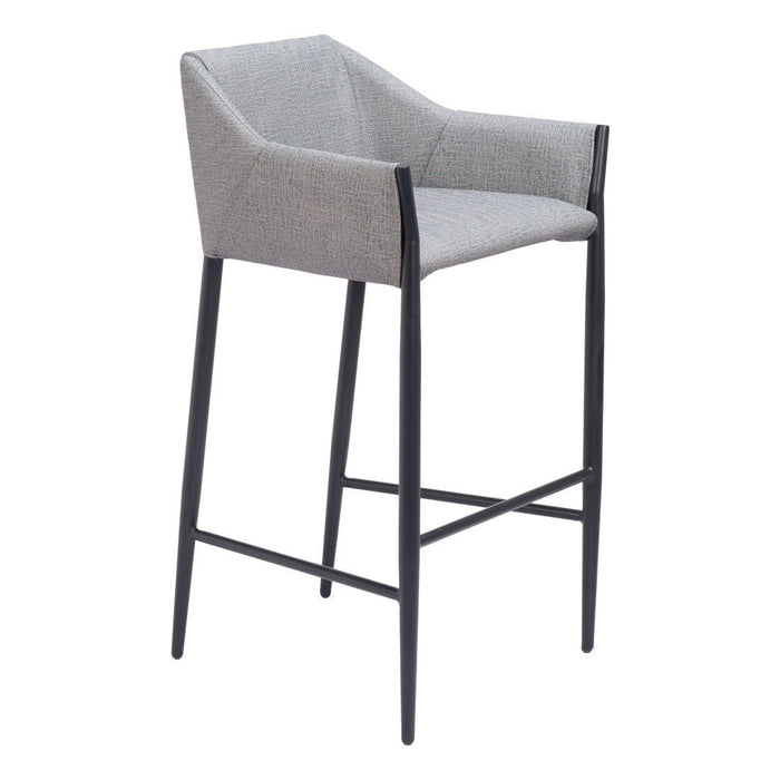 30" Fabric And Steel Bar Height Bar Chair - Slate Gray And Black