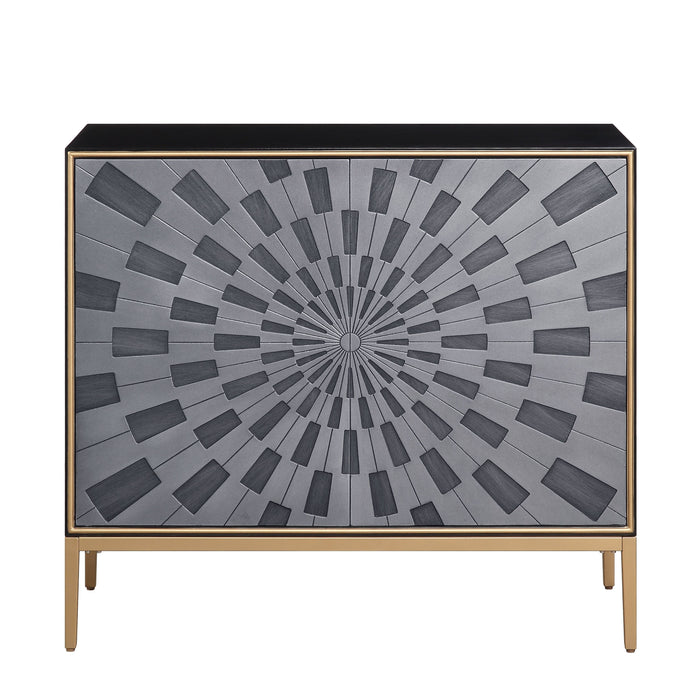 Quilla - Accent Table - Black, Gray & Brass Finish