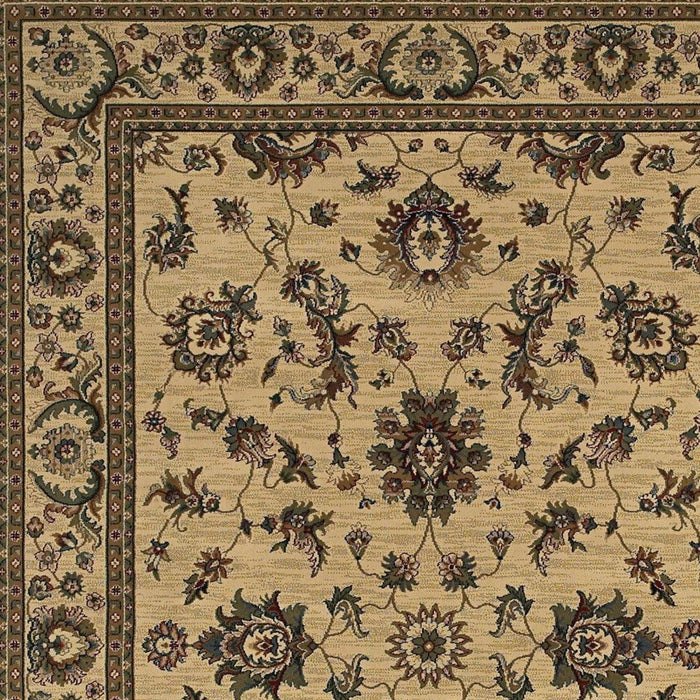 8' Oriental Square Rug - Ivory And Green