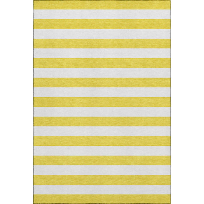 10' X 14' Striped Washable Area Rug With UV Protection (647680) - Yellow / Ivory