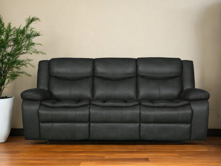 Italian Leather Sofa - Gray / Black