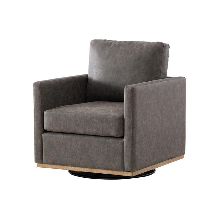 Modern Giga upholstered square swivel accent chair with 360-degree rotation, featuring a plush fabric and sleek design.