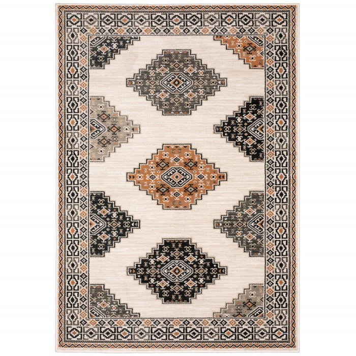 10' x 13' Abstract Geometric Indoor Area Rug - Ivory And Gray