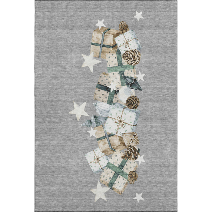 10' X 14' Geometric Washable Area Rug With UV Protection (702365) - Gray / Beige / Blue
