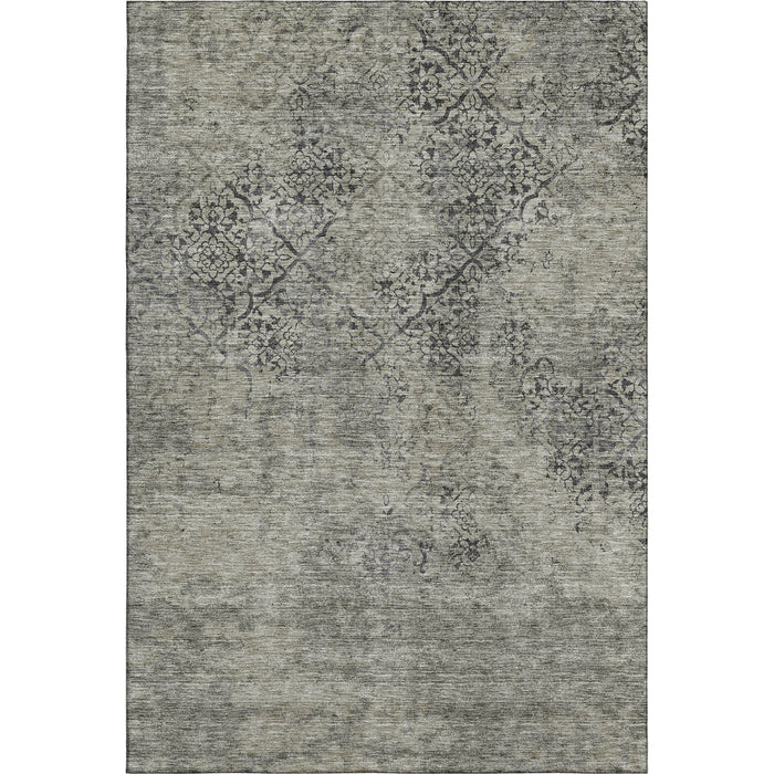 8' X 10' Khaki Abstract Washable Area Rug With UV Protection - Taupe