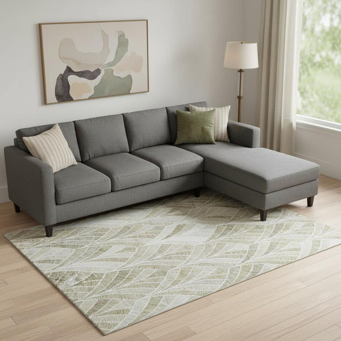 10' X 14' Geometric Washable Area Rug With UV Protection (667611) - Khaki / Beige / Ivory