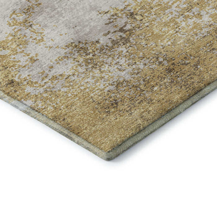 10' X 14' Abstract Washable Area Rug With UV Protection (680645) - Gold / Beige