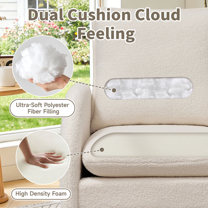 Giga Modern Sherpa upholstered accent armchair with plush cushioning, ideal for living room, bedroom, or office seating.