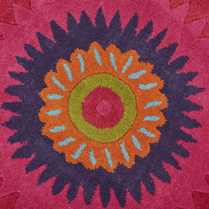8' Round Wool Hand Tufted Area Rug - Pink
