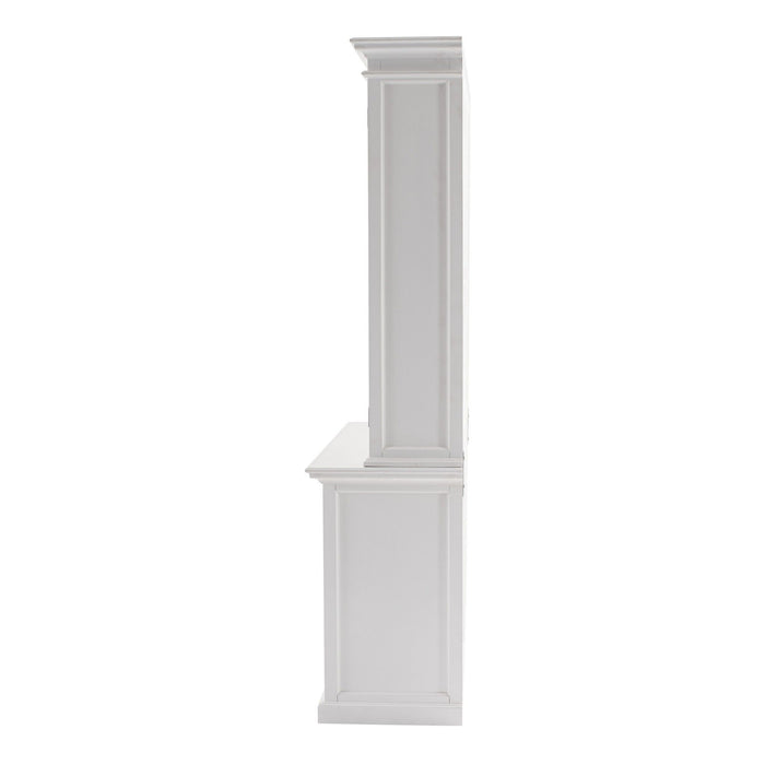 Solid Wood Frame Dining Hutch With Twelve Shelves And Two Drawers - White
