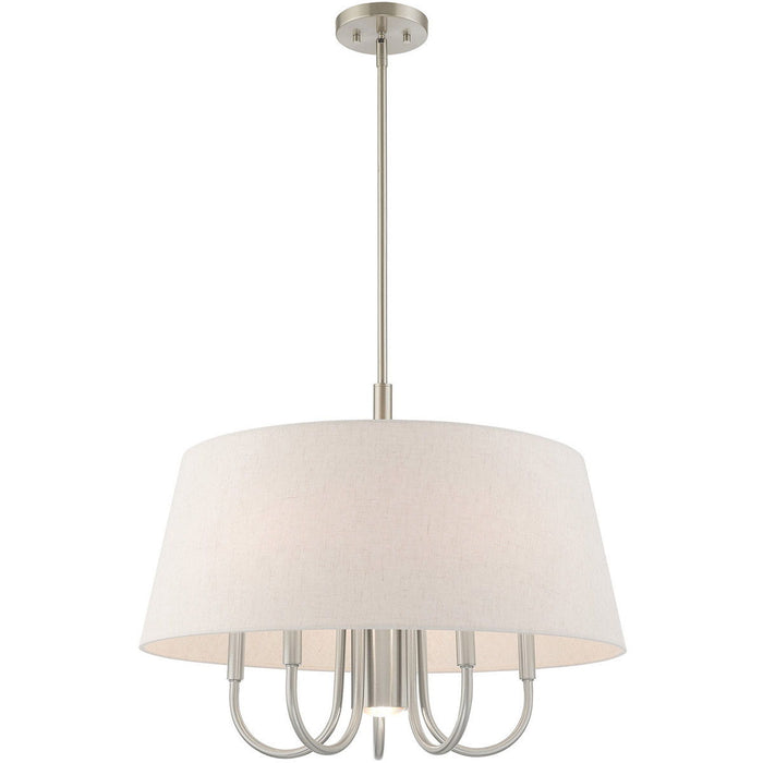 22'' 6 Light Dimmable Chandelier With Shades - Nickel