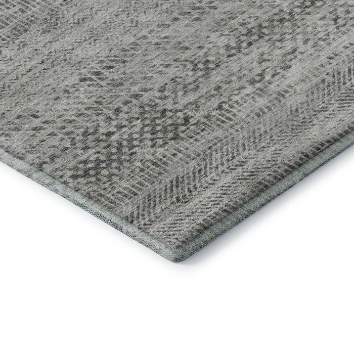 10' X 14' Striped Washable Area Rug With UV Protection (695504) - Gray / Charcoal / Silver