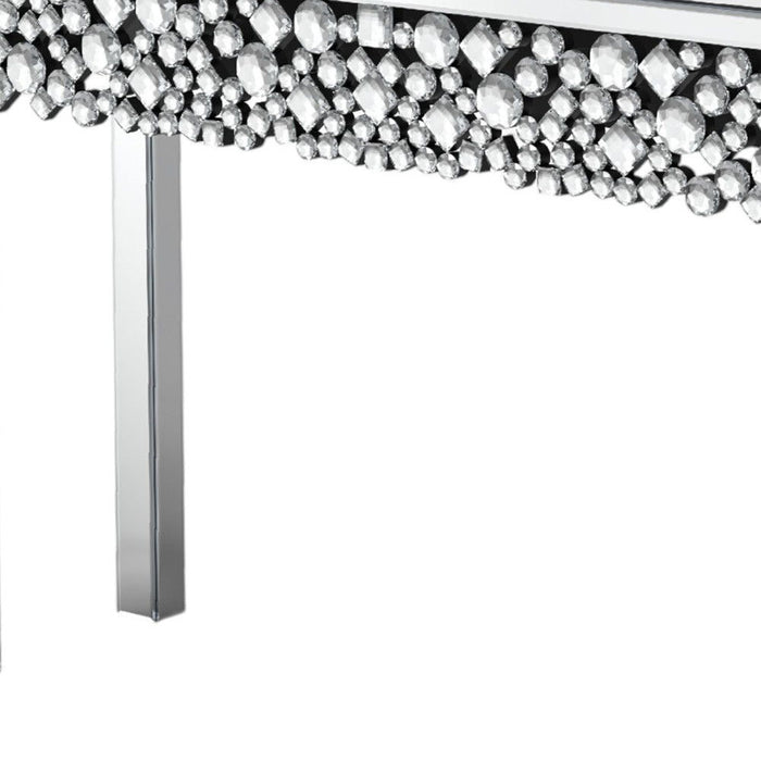 47" Mirro Glass Faux Crystal Bling Console Table - Silver