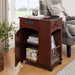 Red walnut traditional end table with charging station, USB ports, and outlets, designed as a narrow side table by Giga.