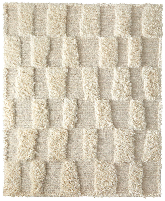 9' x 13' Wool Geometric Hand Woven Area Rug - Ivory