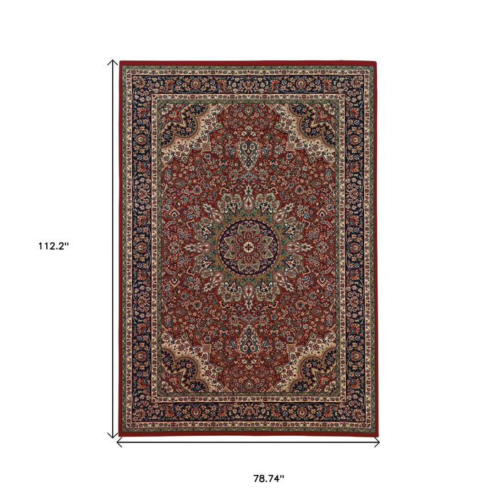 7' X 10' Oriental Area Rug - Red And Blue