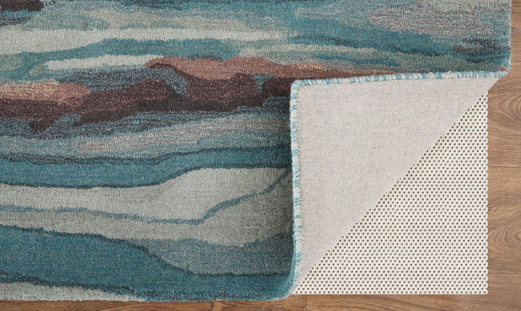 8' x 10' Wool Abstract Tufted Handmade Stain Resistant Area Rug - Blue Red And Ivory