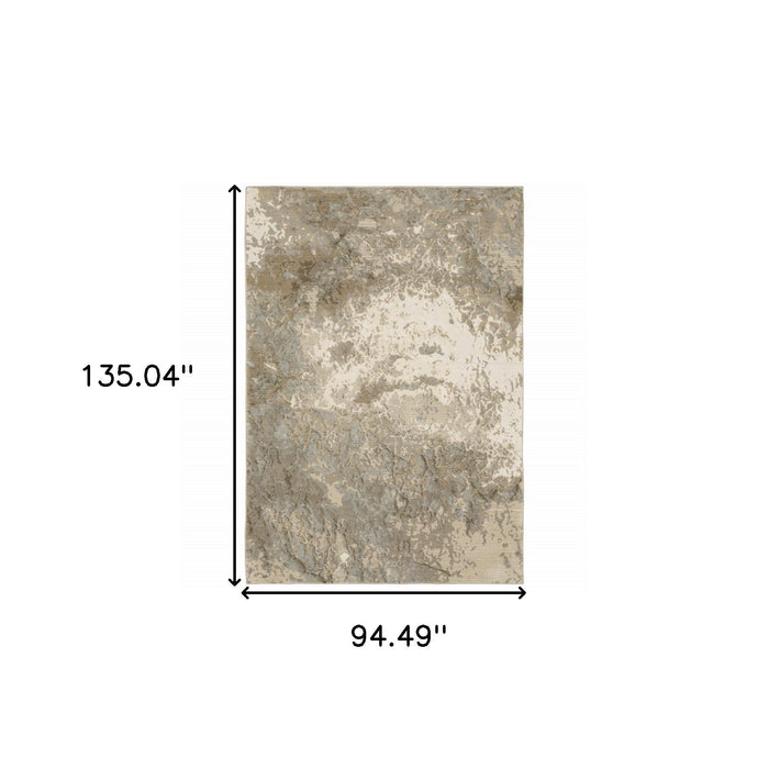 7.9' x 11.3' Abstract Power Loom Area Rug - Ivory And Gray