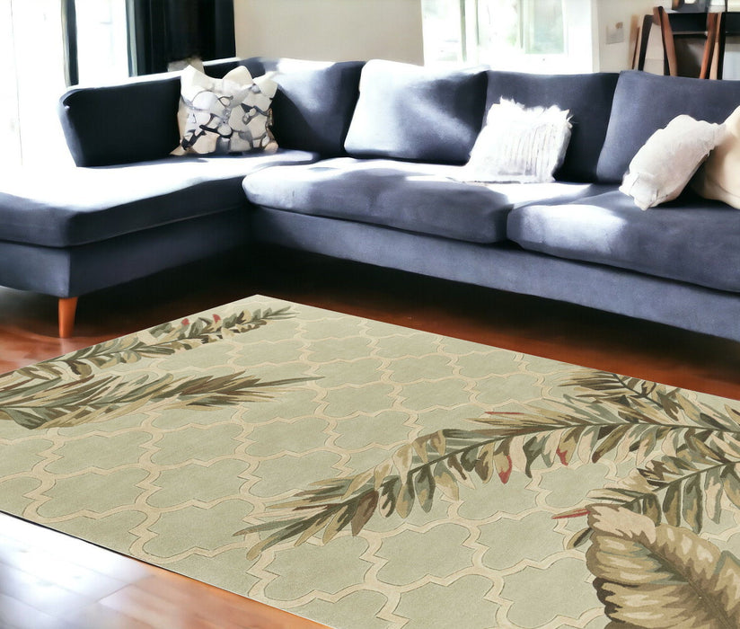 8' x 10' Wool Handmade Area Rug - Sage Green