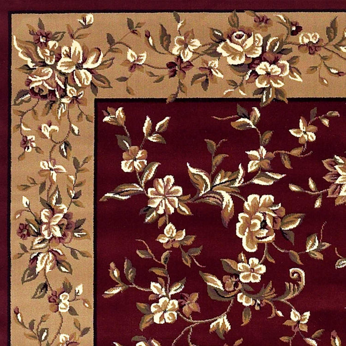 10' x 13' Machine Woven Floral Traditional Indoor Area Rug - Red Beige