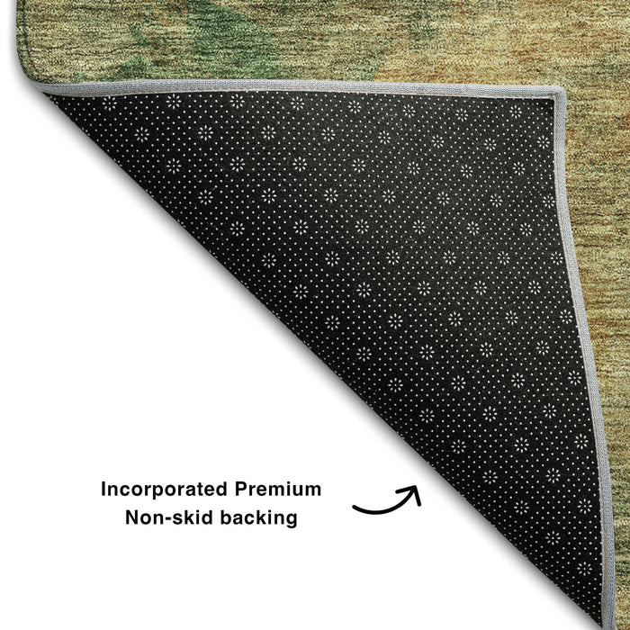10' X 14' Abstract Washable Area Rug With UV Protection (686162) - Rust / Gold / Teal