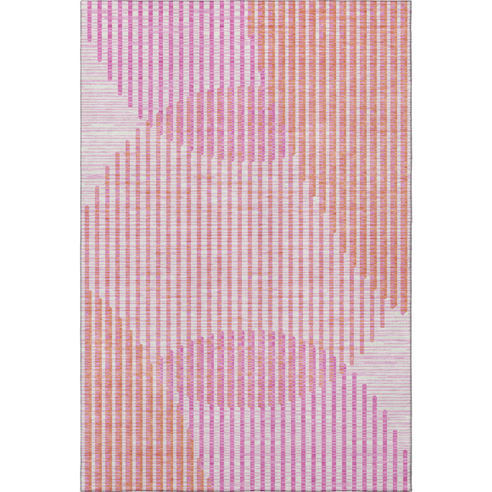 10' X 14' Geometric Washable Area Rug With UV Protection (678814) - Pink / Ivory / Orange