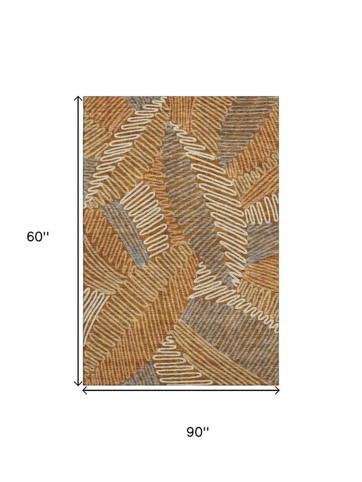 10' X 14' Floral Washable Area Rug With UV Protection (671924) - Rust / Gray / Beige
