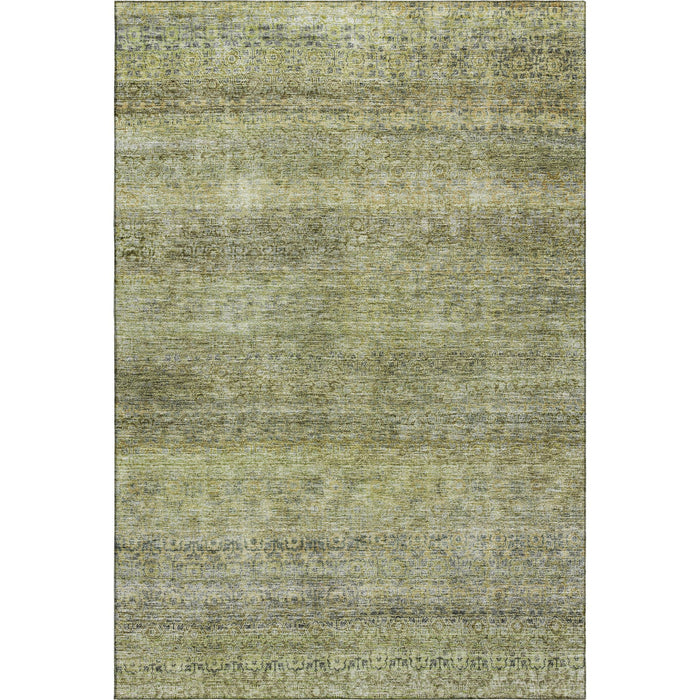 10' X 14' Striped Washable Area Rug With UV Protection (688141) - Artichoke Green / Gray / Beige