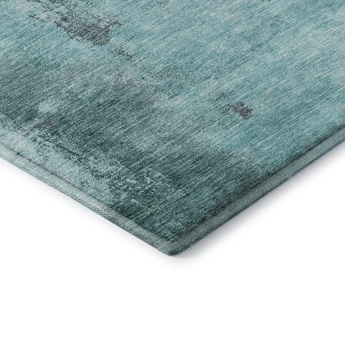 10' X 14' Abstract Washable Area Rug With UV Protection (683548) - Teal / Ivory / Charcoal