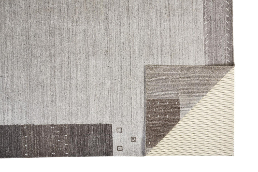 5' x 8' Wool Hand Knotted Stain Resistant Area Rug - Gray Silver And Black