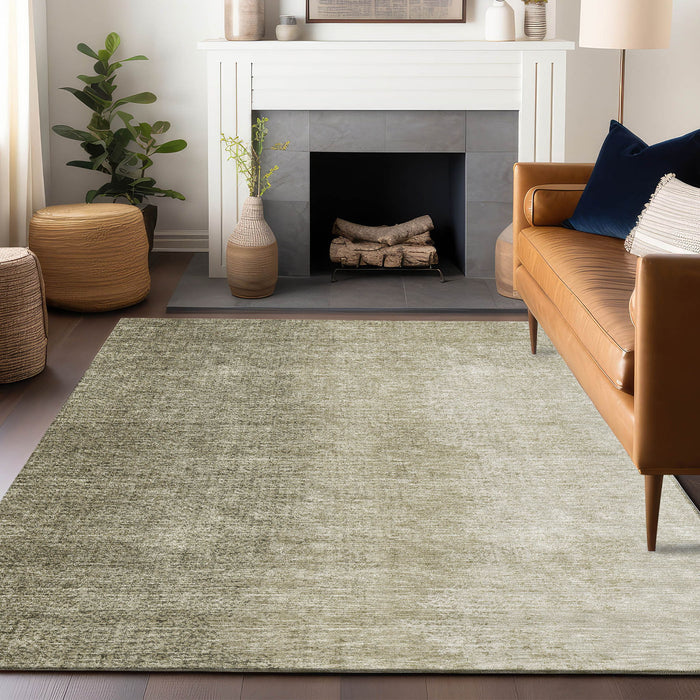 10' X 14' Ombre Washable Area Rug With UV Protection - Brown And Beige