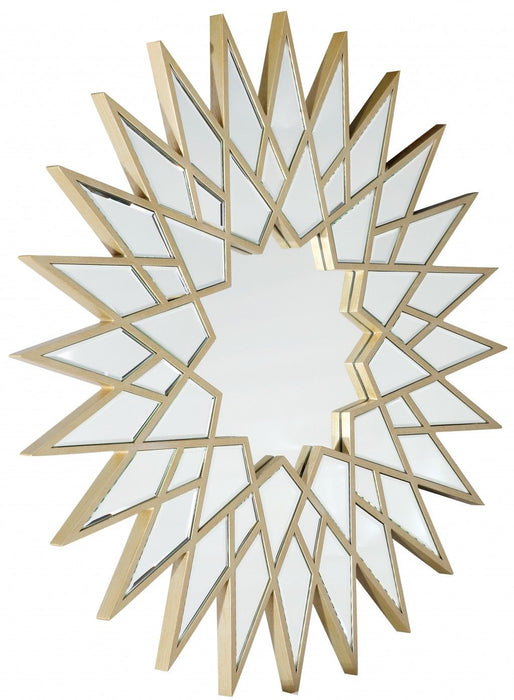 34" Sunburst Metal Framed Accent Mirror - Gold